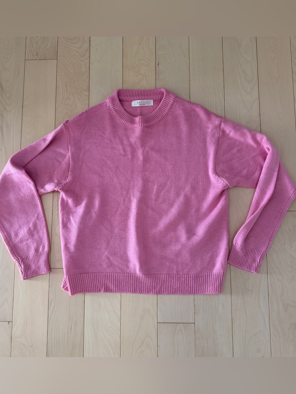 Pink Crew Neck Cropped Sweater